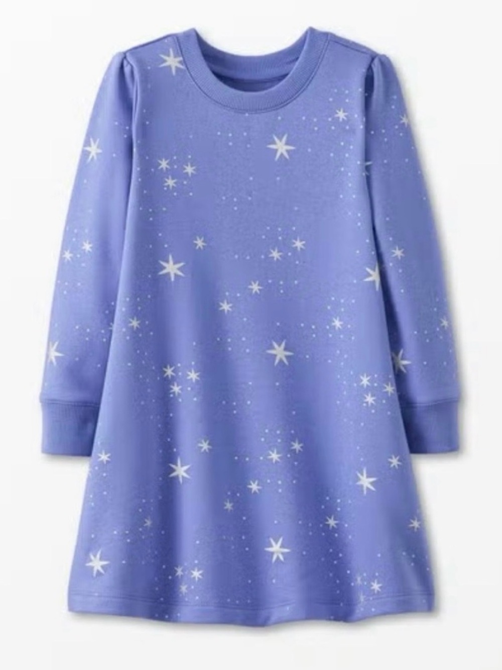 Hanna Andersson Lavender Sparkle Foil Star Print Long-Sleeve Dress